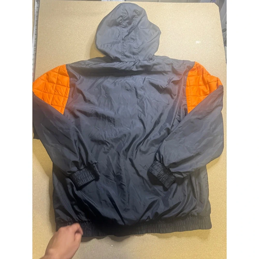 True Religion Mens Anorak Pullover Hooded‎ Jacket Black Orange Size Large